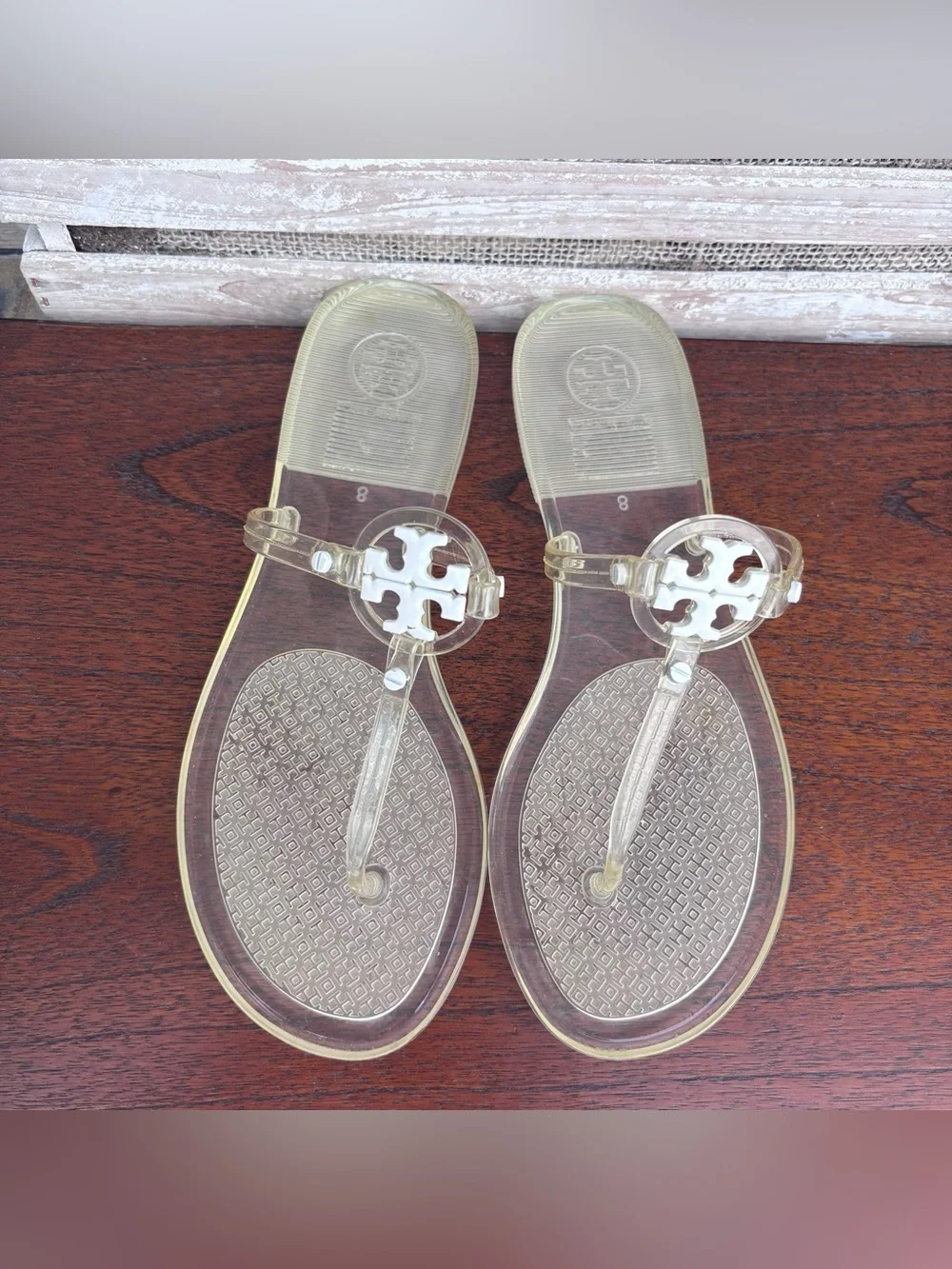 Tory Burch Logo Clear Jelly Flip Flops Flat Sandals